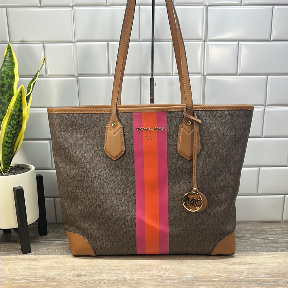 Michael Kors Brown Tote Bag with Signature Monogram